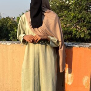 🌿 Sage green cotton abaya – AL MASHA